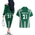 Polynesian Hawaii Volleyball Custom Couples Matching Off The Shoulder Long Sleeve Dress and Hawaiian Shirt Green Kakau with Map Motif
