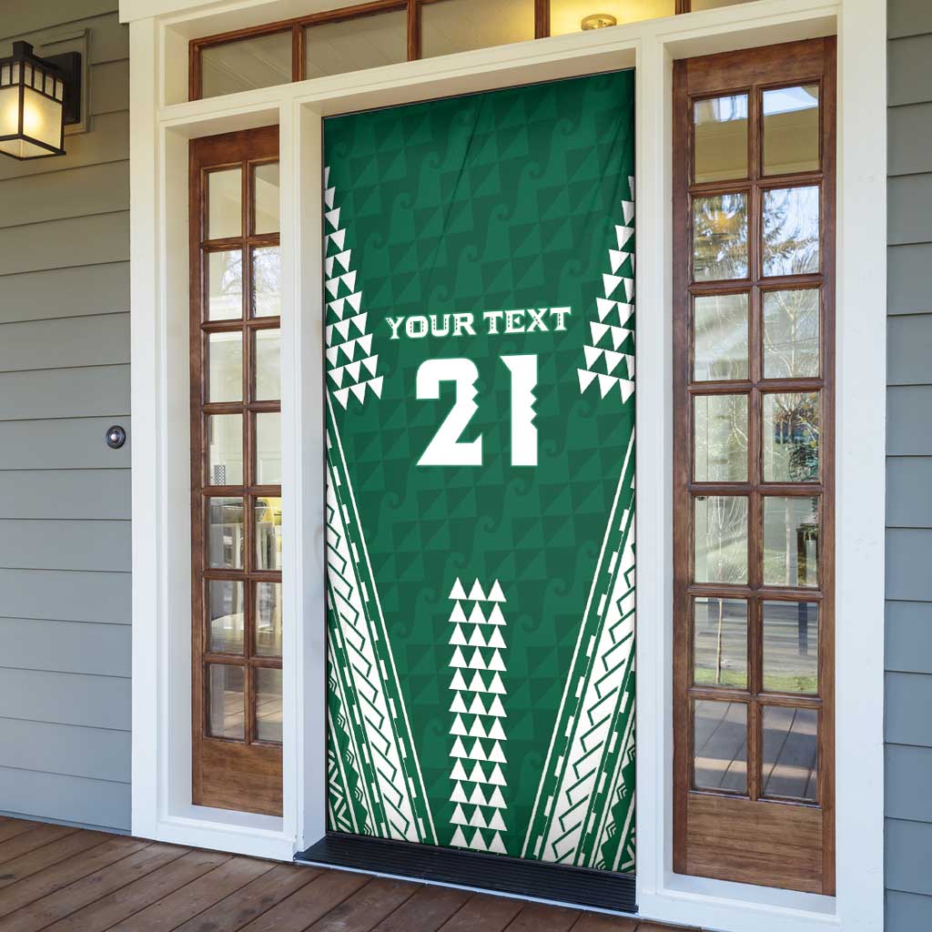 Polynesian Hawaii Volleyball Custom Door Cover Green Kakau with Map Motif - Polynesian Pride