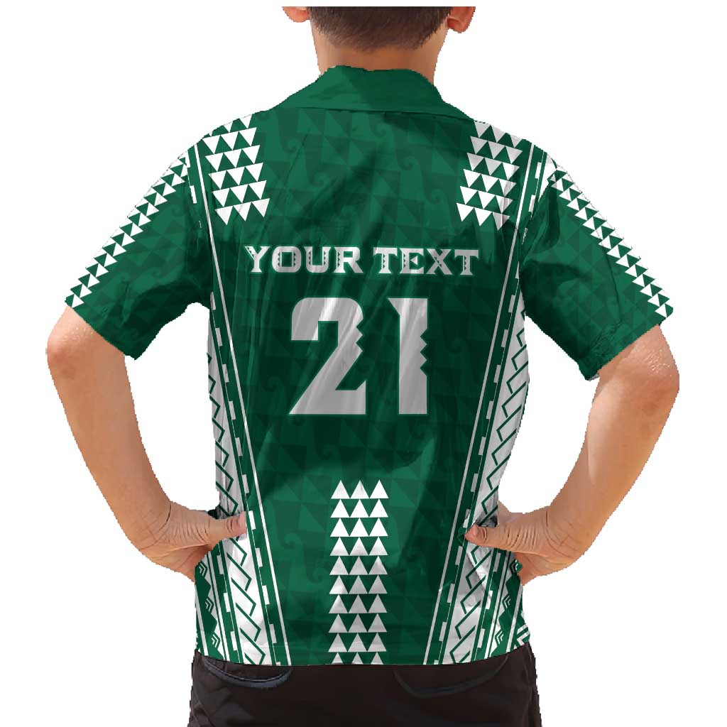 Polynesian Hawaii Volleyball Custom Family Matching Mermaid Dress and Hawaiian Shirt Green Kakau with Map Motif