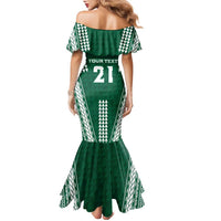 Polynesian Hawaii Volleyball Custom Family Matching Mermaid Dress and Hawaiian Shirt Green Kakau with Map Motif
