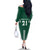 Polynesian Hawaii Volleyball Custom Family Matching Off The Shoulder Long Sleeve Dress and Hawaiian Shirt Green Kakau with Map Motif