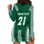 Polynesian Hawaii Volleyball Custom Hoodie Dress Green Kakau with Map Motif