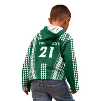 Polynesian Hawaii Volleyball Custom Kid Hoodie Green Kakau with Map Motif
