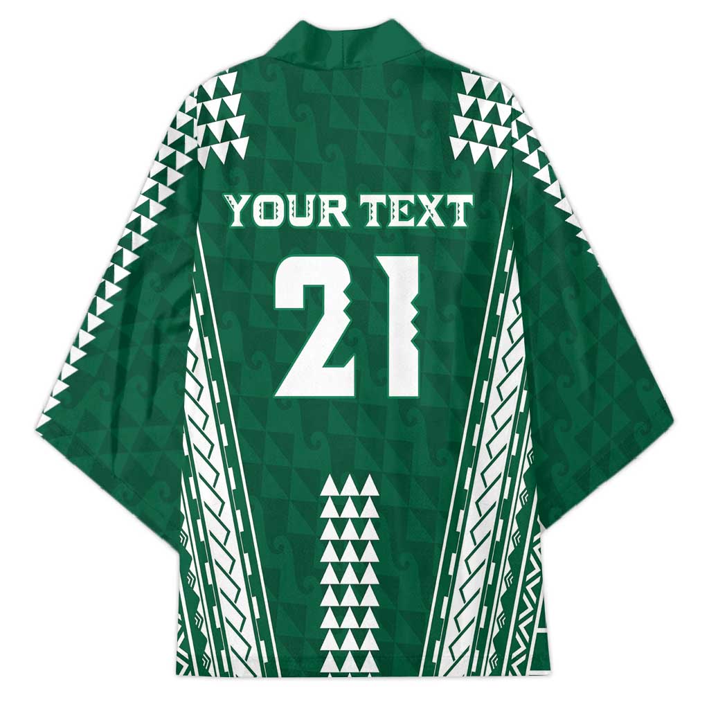 Polynesian Hawaii Volleyball Custom Kimono Green Kakau with Map Motif - Polynesian Pride