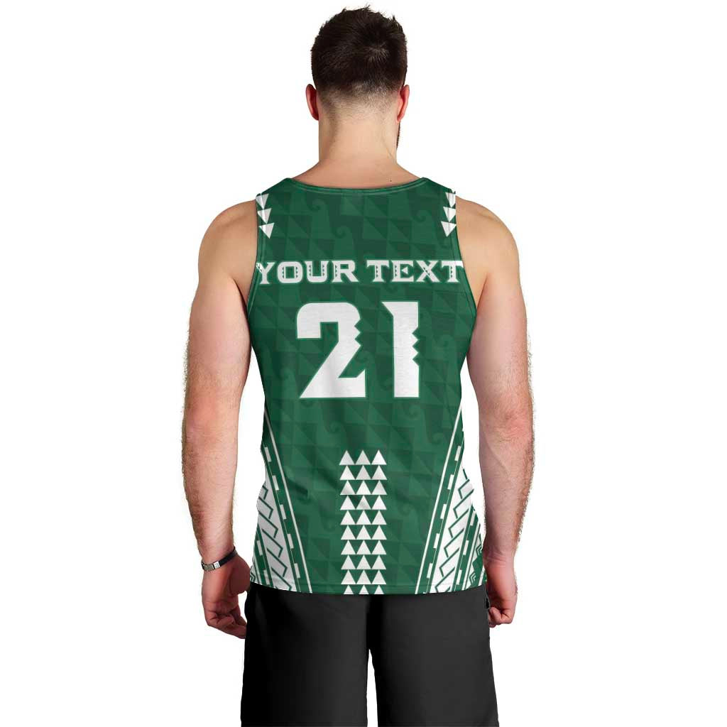 Polynesian Hawaii Volleyball Custom Men Tank Top Green Kakau with Map Motif