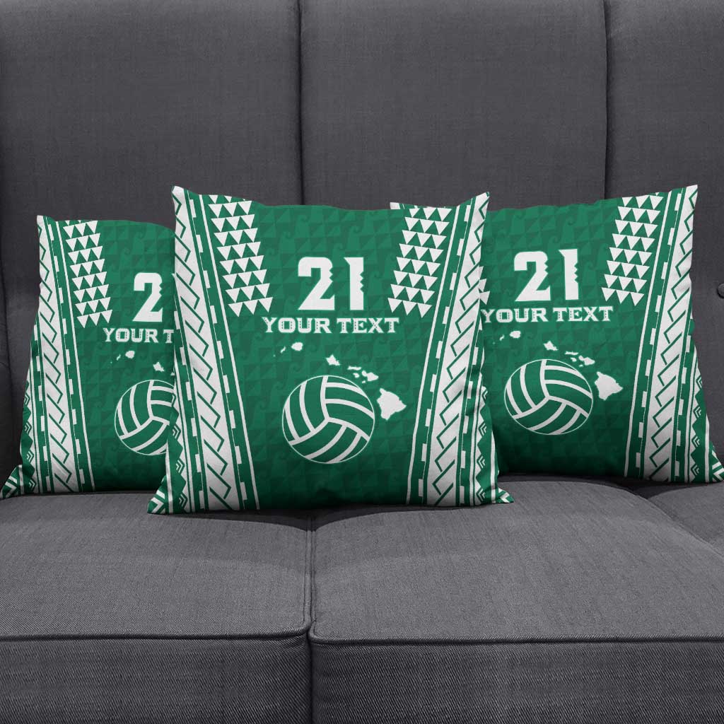 Polynesian Hawaii Volleyball Custom Pillow Cover Green Kakau with Map Motif - Polynesian Pride