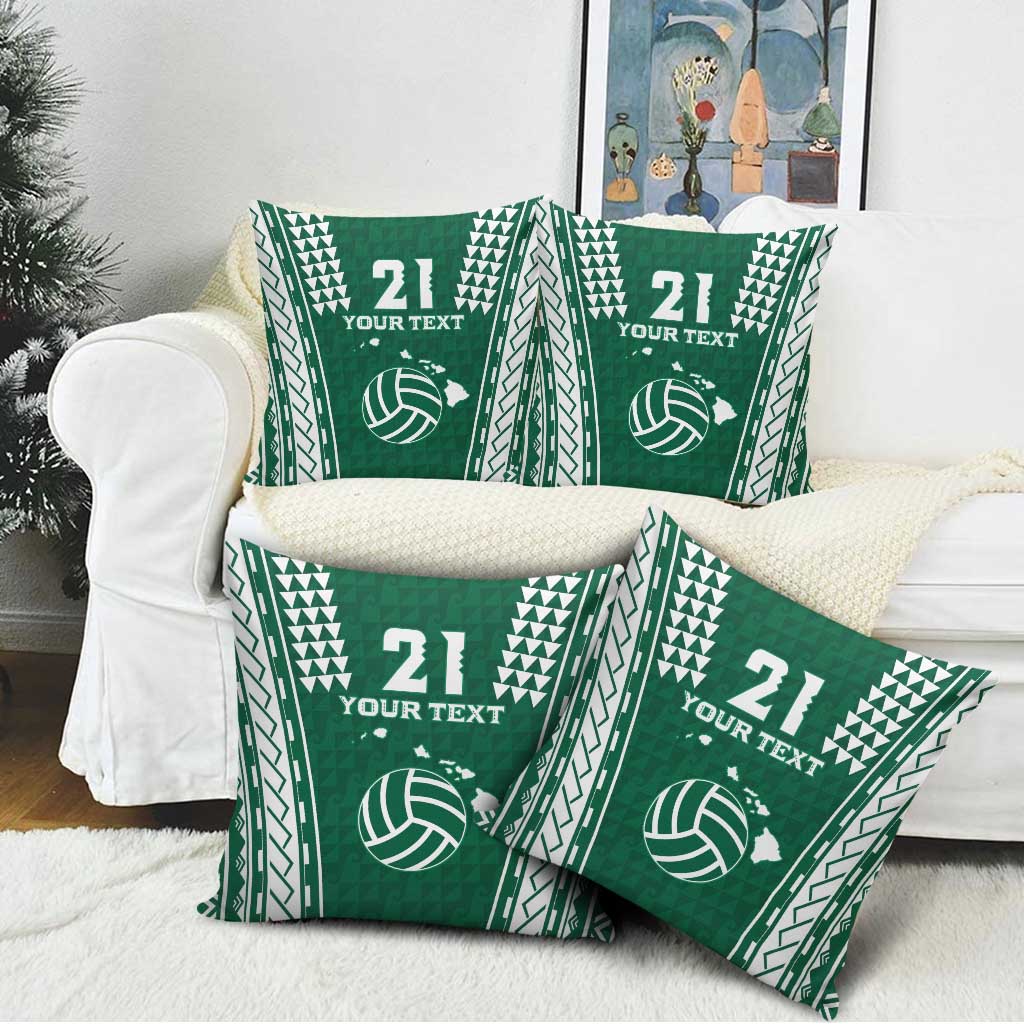 Polynesian Hawaii Volleyball Custom Pillow Cover Green Kakau with Map Motif - Polynesian Pride