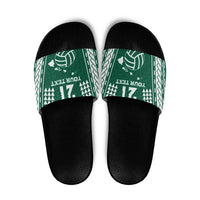 Polynesian Hawaii Volleyball Custom Slide Sandals Green Kakau with Map Motif - Polynesian Pride