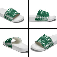 Polynesian Hawaii Volleyball Custom Slide Sandals Green Kakau with Map Motif - Polynesian Pride