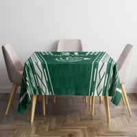 Polynesian Hawaii Volleyball Custom Tablecloth Green Kakau with Map Motif