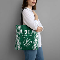 Polynesian Hawaii Volleyball Custom Tote Bag Green Kakau with Map Motif - Polynesian Pride