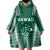 Polynesian Hawaii Volleyball Custom Wearable Blanket Hoodie Green Kakau with Map Motif