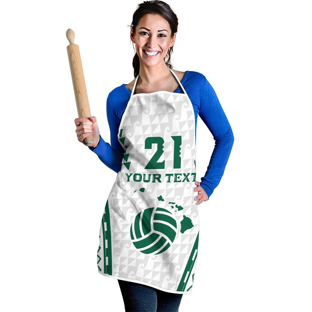 Polynesian Hawaii Volleyball Custom Apron White Kakau with Map Motif - Polynesian Pride