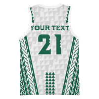 Polynesian Hawaii Volleyball Custom Basketball Jersey White Kakau with Map Motif - Polynesian Pride