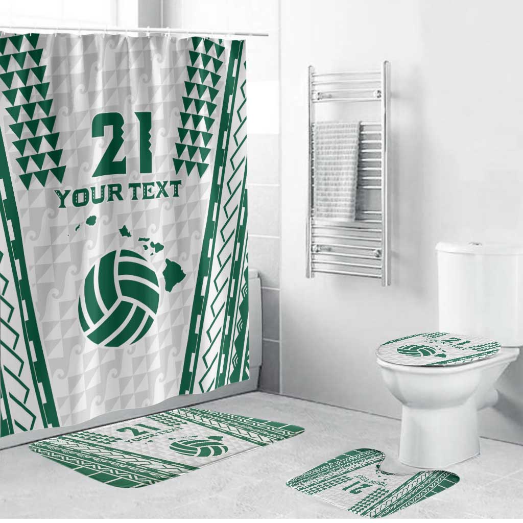 Polynesian Hawaii Volleyball Custom Bathroom Set White Kakau with Map Motif - Polynesian Pride