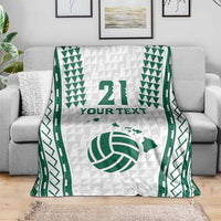 Polynesian Hawaii Volleyball Custom Blanket White Kakau with Map Motif