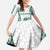 Polynesian Hawaii Volleyball Custom Family Matching Off The Shoulder Long Sleeve Dress and Hawaiian Shirt White Kakau with Map Motif