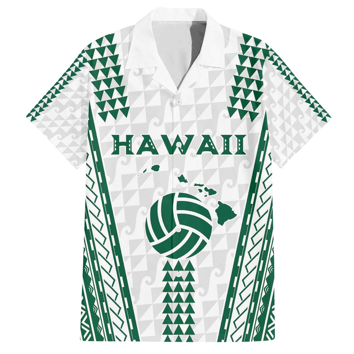 Polynesian Hawaii Volleyball Custom Family Matching Off The Shoulder Long Sleeve Dress and Hawaiian Shirt White Kakau with Map Motif
