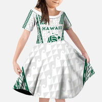 Polynesian Hawaii Volleyball Custom Family Matching Tank Maxi Dress and Hawaiian Shirt White Kakau with Map Motif