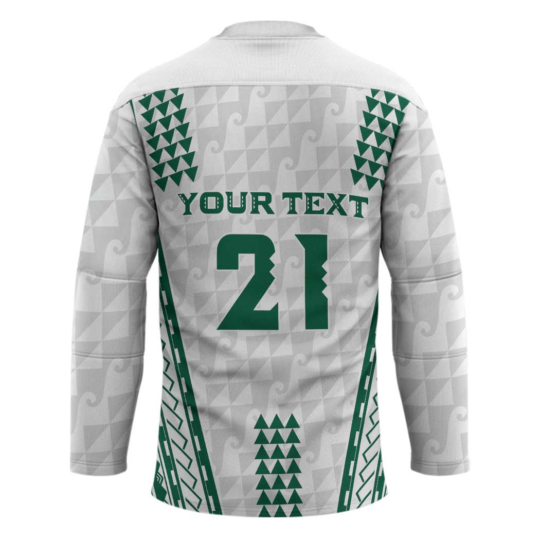 Polynesian Hawaii Volleyball Custom Hockey Jersey White Kakau with Map Motif - Polynesian Pride