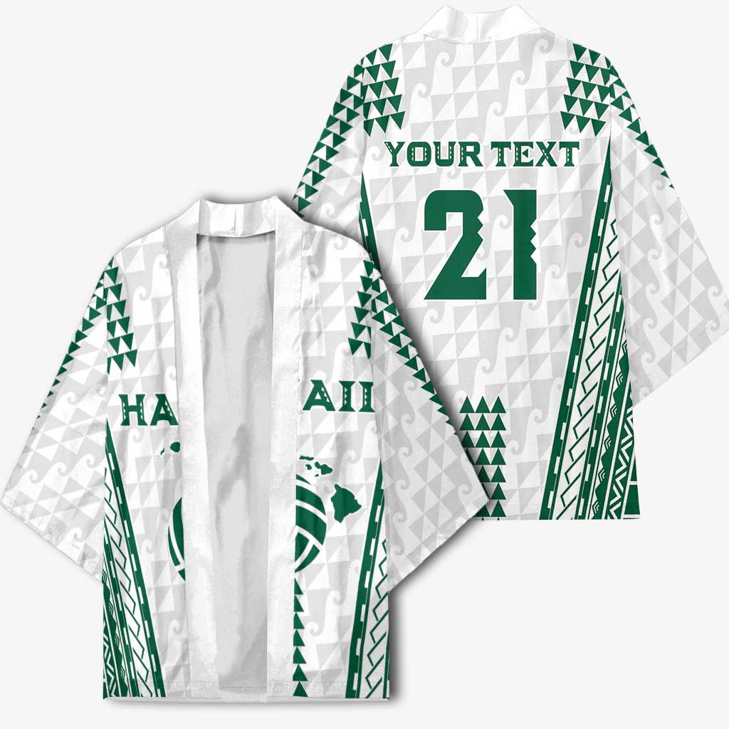 Polynesian Hawaii Volleyball Custom Kimono White Kakau with Map Motif - Polynesian Pride