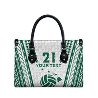 Polynesian Hawaii Volleyball Custom Leather Bag White Kakau with Map Motif - Polynesian Pride