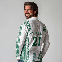 Polynesian Hawaii Volleyball Custom Long Sleeve Polo Shirt White Kakau with Map Motif