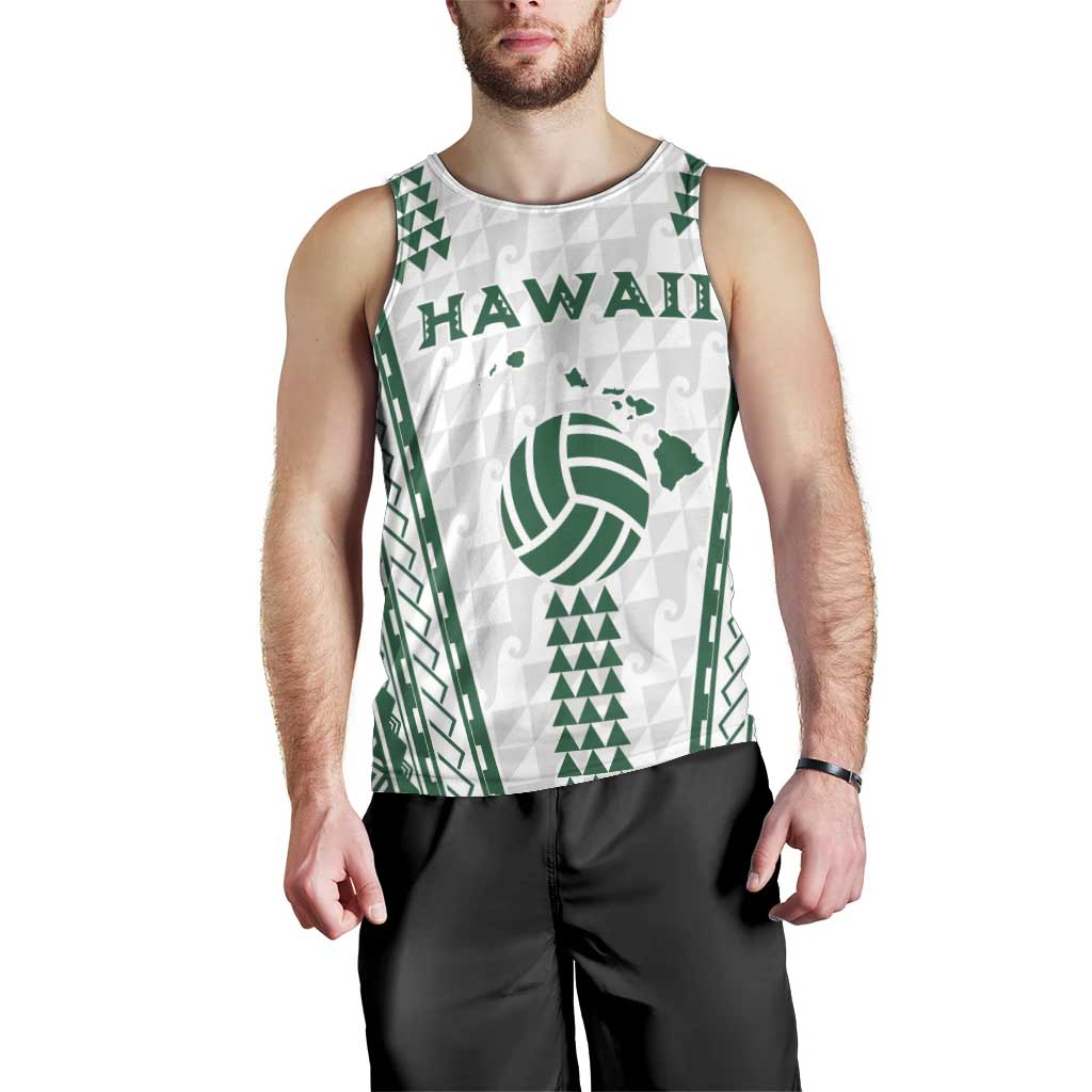 Polynesian Hawaii Volleyball Custom Men Tank Top White Kakau with Map Motif
