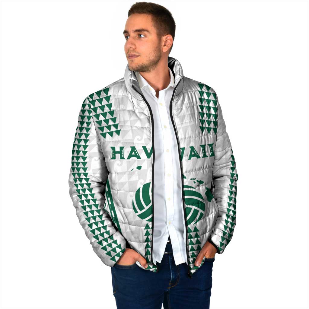 Polynesian Hawaii Volleyball Custom Padded Jacket White Kakau with Map Motif - Polynesian Pride