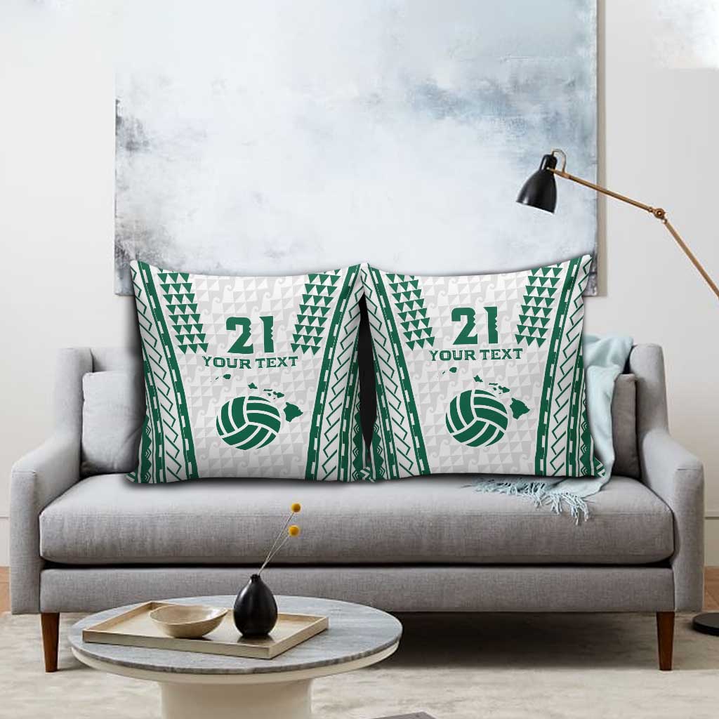 Polynesian Hawaii Volleyball Custom Pillow Cover White Kakau with Map Motif - Polynesian Pride