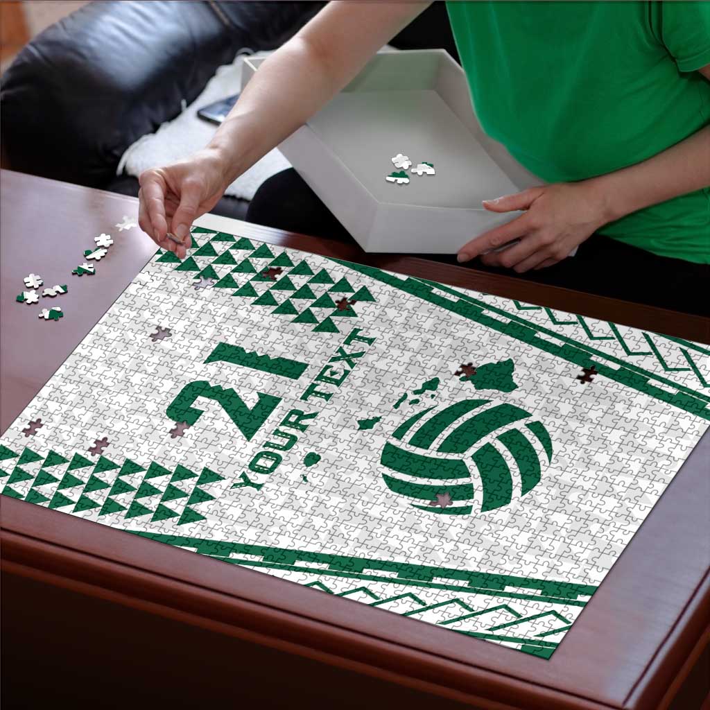 Polynesian Hawaii Volleyball Custom Puzzle White Kakau with Map Motif - Polynesian Pride