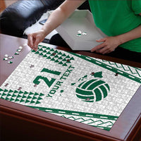 Polynesian Hawaii Volleyball Custom Puzzle White Kakau with Map Motif - Polynesian Pride