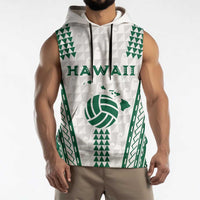 Polynesian Hawaii Volleyball Custom Sleeveless Hoodie White Kakau with Map Motif - Polynesian Pride