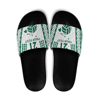Polynesian Hawaii Volleyball Custom Slide Sandals White Kakau with Map Motif - Polynesian Pride