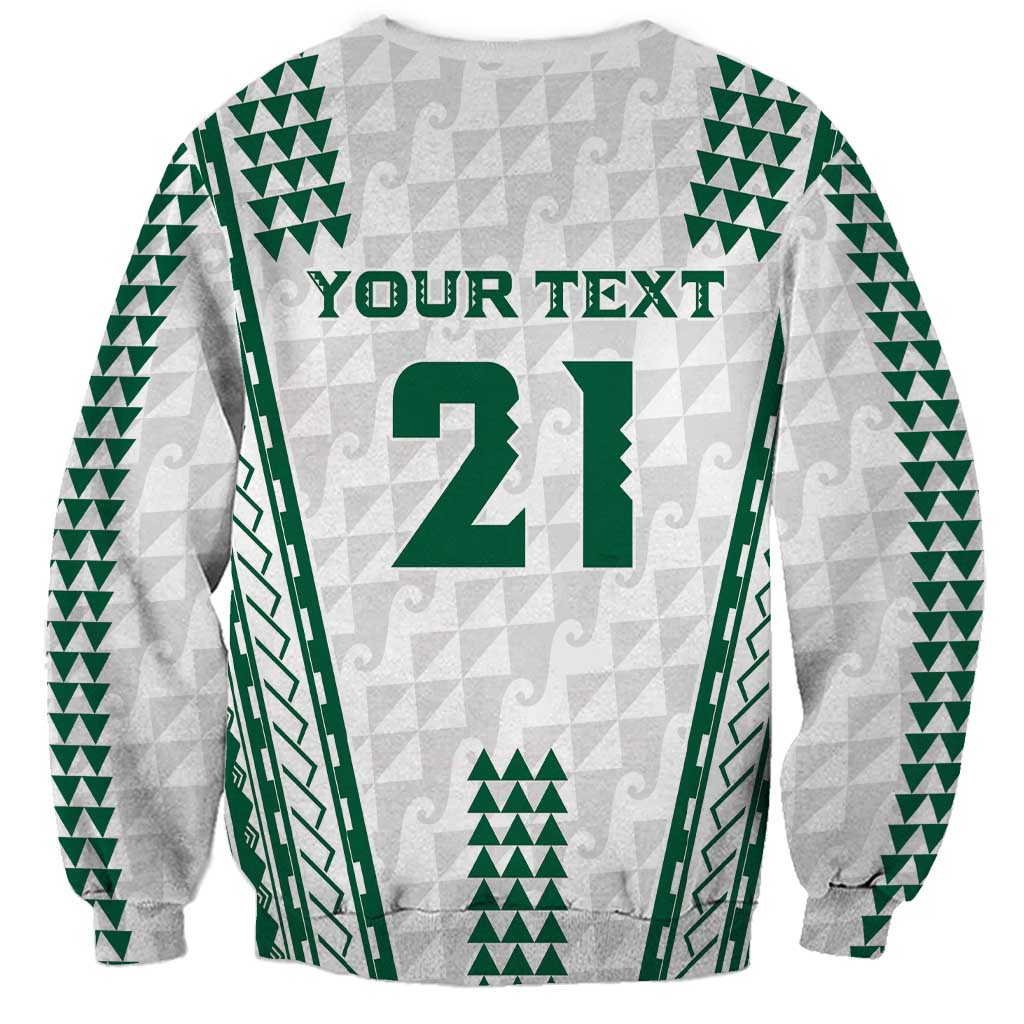 Polynesian Hawaii Volleyball Custom Sweatshirt White Kakau with Map Motif