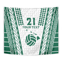 Polynesian Hawaii Volleyball Custom Tapestry White Kakau with Map Motif