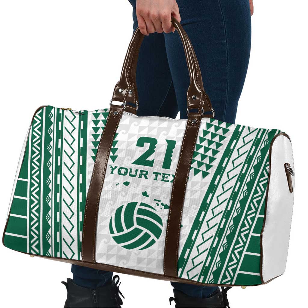 Polynesian Hawaii Volleyball Custom Travel Bag White Kakau with Map Motif - Polynesian Pride