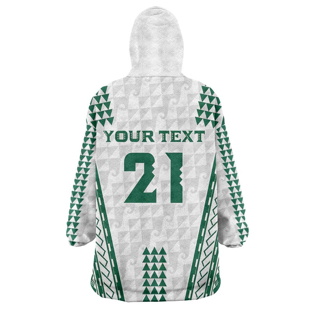 Polynesian Hawaii Volleyball Custom Wearable Blanket Hoodie White Kakau with Map Motif