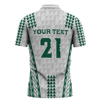 Polynesian Hawaii Volleyball Custom Zipper Polo Shirt White Kakau with Map Motif - Polynesian Pride