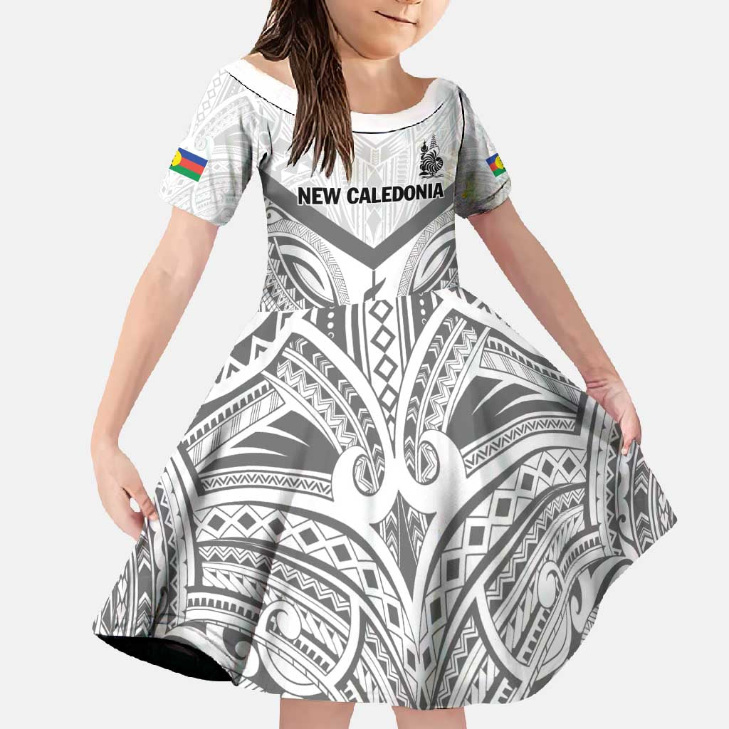 New Caledonia Football Custom Family Matching Summer Maxi Dress and Hawaiian Shirt Go Champions Les Cagous LT9 Daughter's Dress White - Polynesian Pride