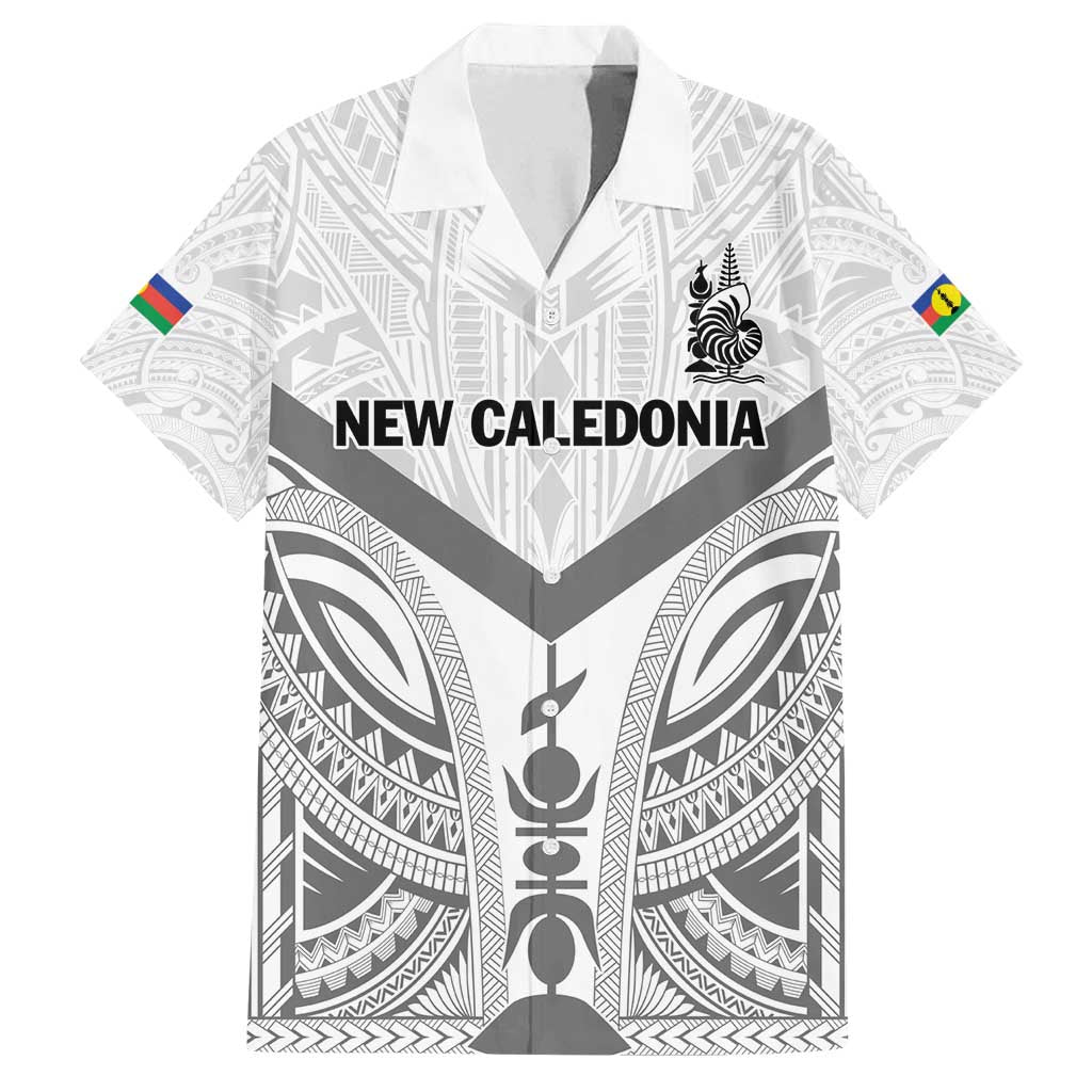 New Caledonia Football Custom Family Matching Tank Maxi Dress and Hawaiian Shirt Go Champions Les Cagous LT9 Dad's Shirt - Short Sleeve White - Polynesian Pride
