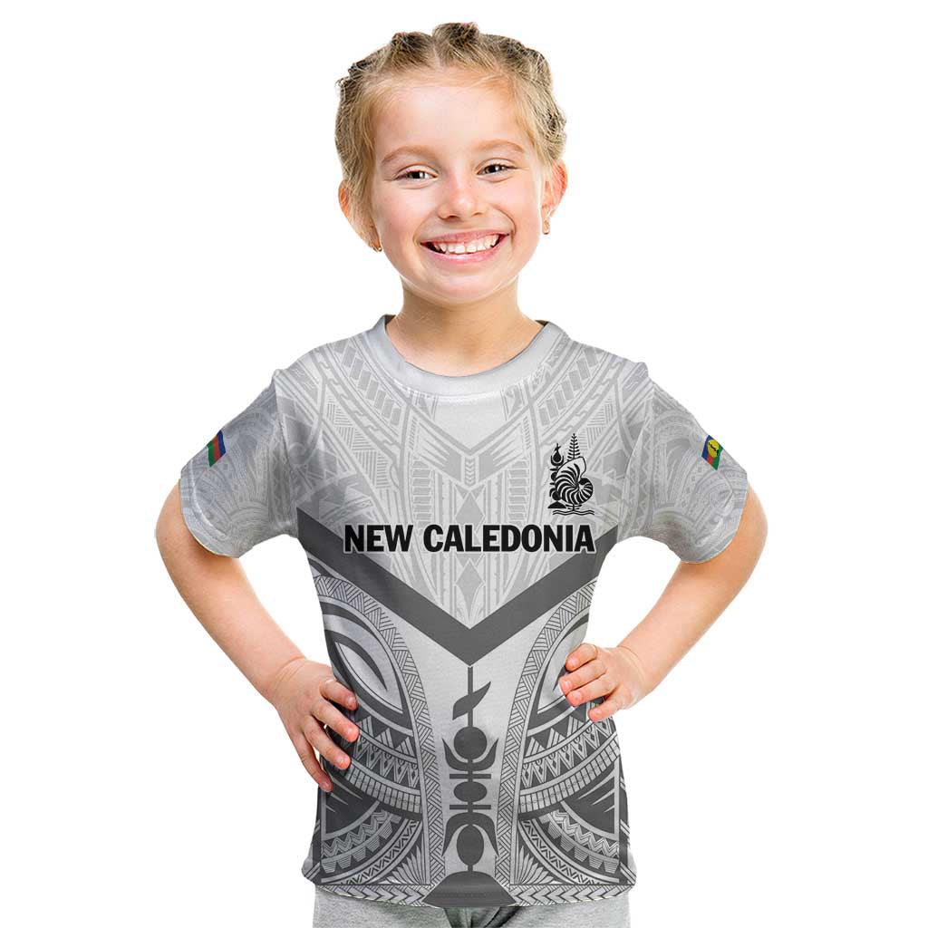 New Caledonia Football Custom Kid T Shirt Go Champions Les Cagous LT9 White - Polynesian Pride