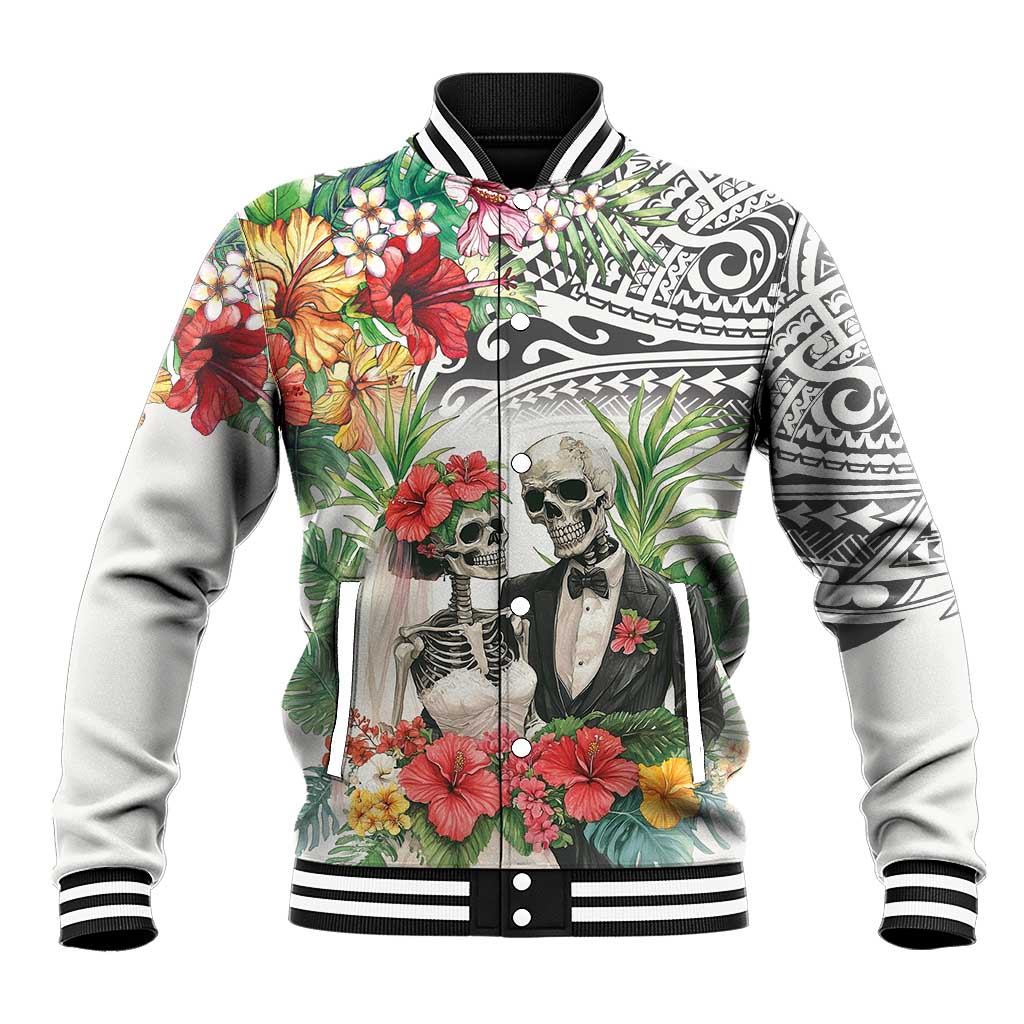 Skeleton Love for Valentine’s Day Baseball Jacket Polynesian Tribal Love Forever