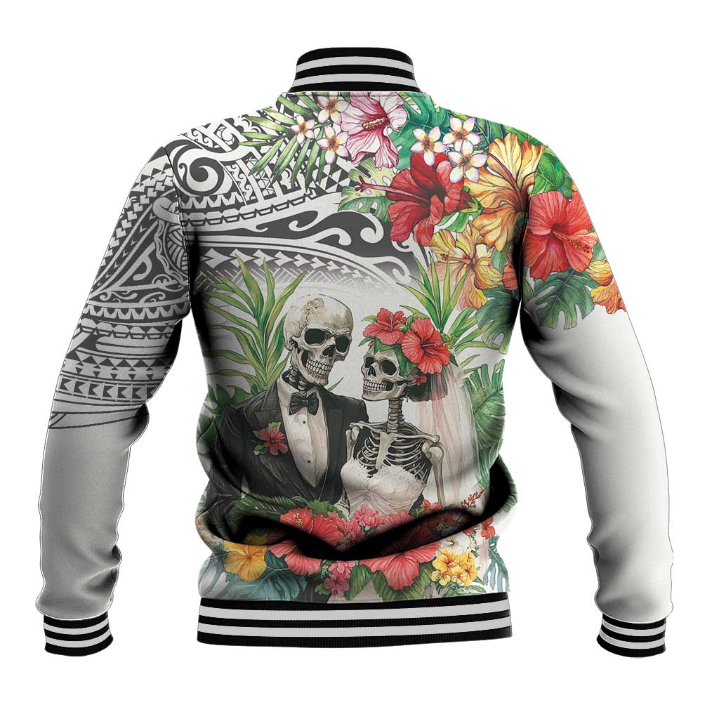 Skeleton Love for Valentine’s Day Baseball Jacket Polynesian Tribal Love Forever