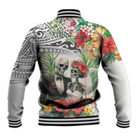 Skeleton Love for Valentine’s Day Baseball Jacket Polynesian Tribal Love Forever