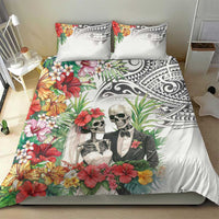 Skeleton Love for Valentine’s Day Bedding Set Polynesian Tribal Love Forever