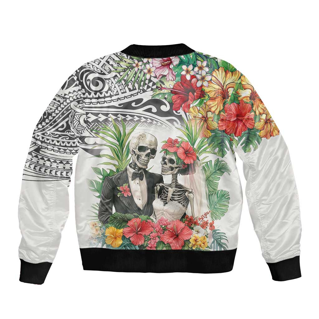 Skeleton Love for Valentine’s Day Bomber Jacket Polynesian Tribal Love Forever