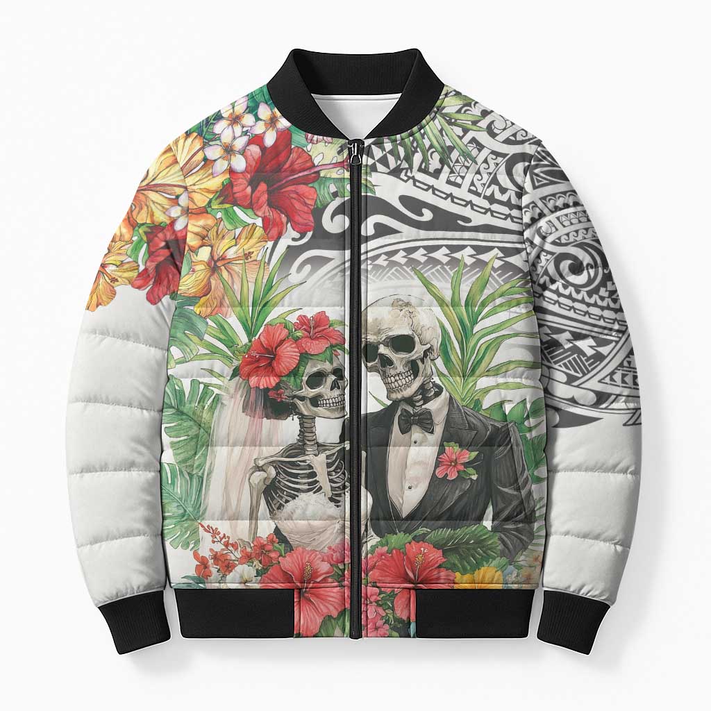 Skeleton Love for Valentine’s Day Bomber Puffer Jacket Polynesian Tribal Love Forever - Polynesian Pride