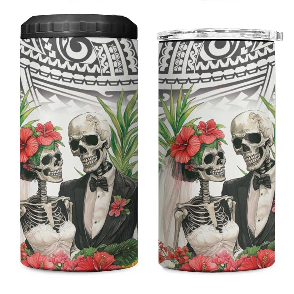 Skeleton Love for Valentines Day 4 in 1 Can Cooler Tumbler Polynesian Tribal Love Forever LT9 One Size: 16 oz White - Polynesian Pride