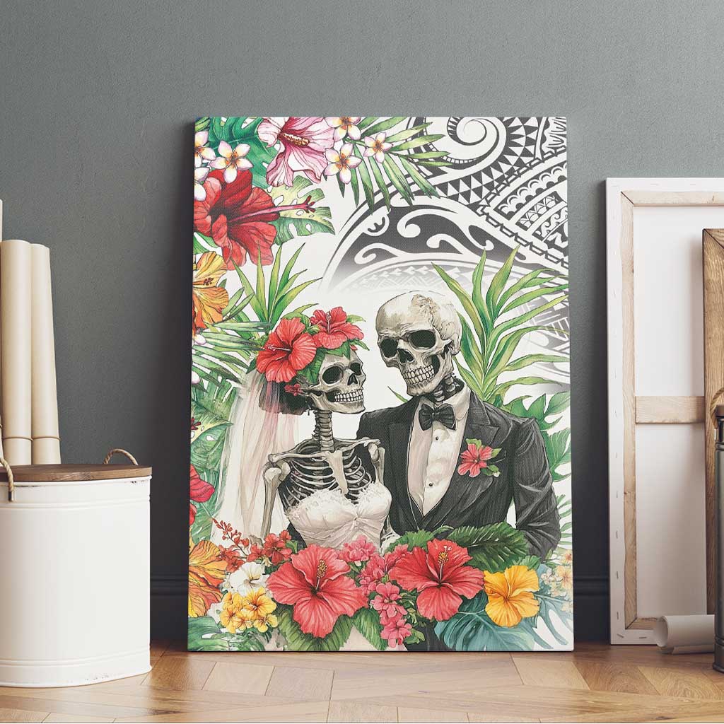 Skeleton Love for Valentine’s Day Canvas Wall Art Polynesian Tribal Love Forever
